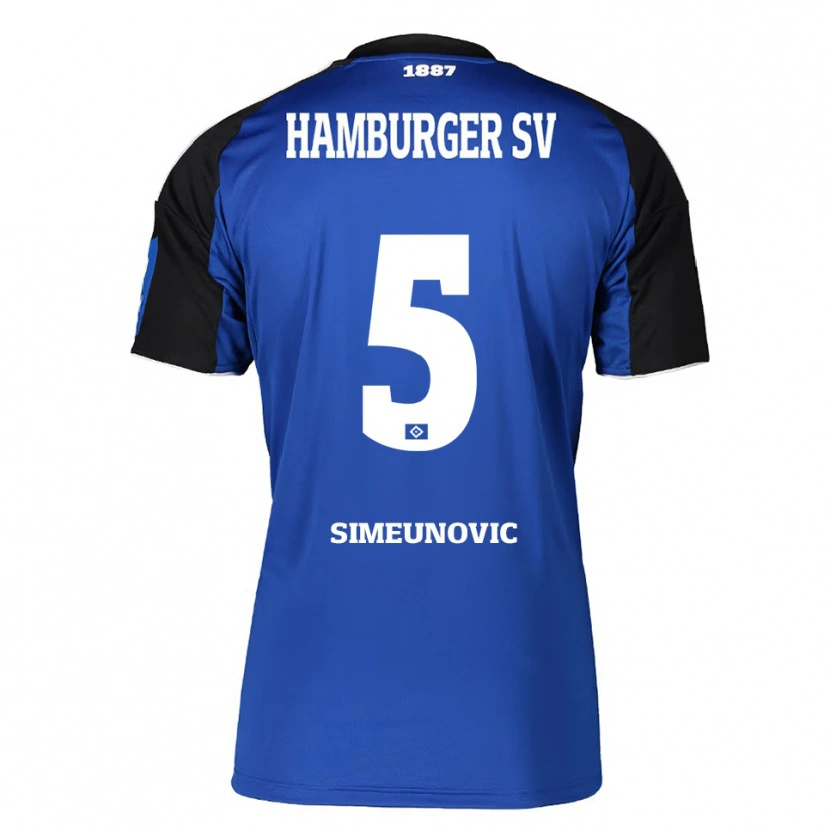 Danxen Homme Maillot Denis Simeunovic #5 Bleu Noir Tenues Extérieur 2025/26 T-Shirt