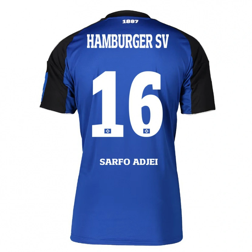 Danxen Homme Maillot Maximilian Sarfo-Adjei #16 Bleu Noir Tenues Extérieur 2025/26 T-Shirt
