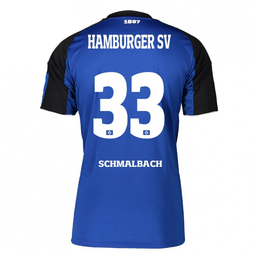 Danxen Homme Maillot Sebastian Schmalbach #33 Bleu Noir Tenues Extérieur 2025/26 T-Shirt