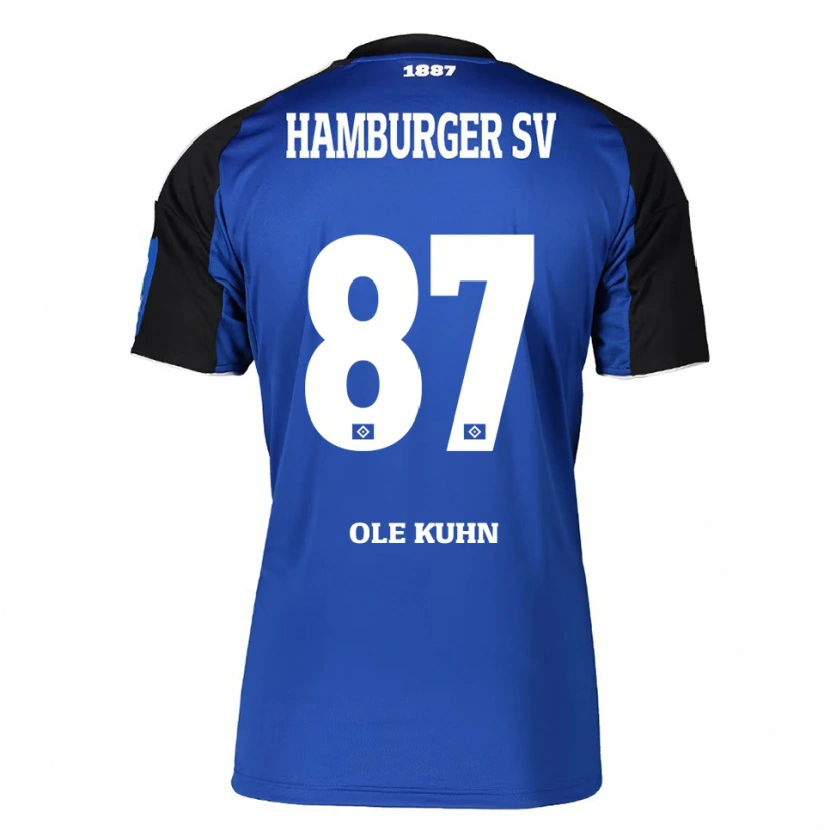 Danxen Homme Maillot Niklas Ole Kühn #87 Bleu Noir Tenues Extérieur 2025/26 T-Shirt
