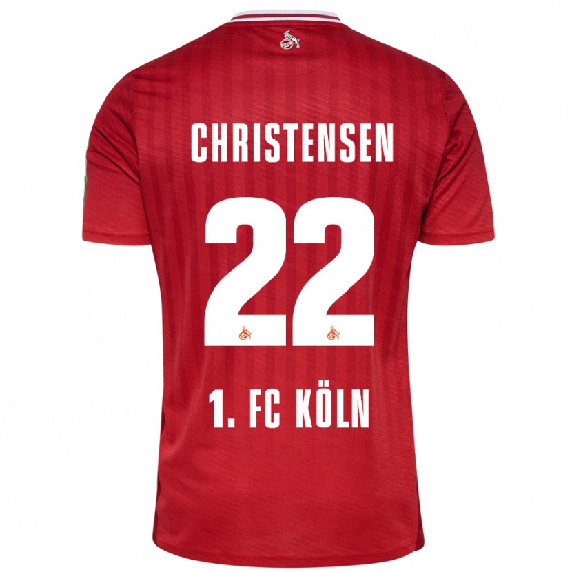 Danxen Homme Maillot Jacob Christensen #22 Rouge Blanc Tenues Extérieur 2025/26 T-Shirt