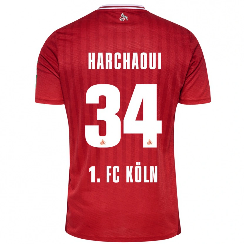 Danxen Homme Maillot Fayssal Harchaoui #34 Rouge Blanc Tenues Extérieur 2025/26 T-Shirt