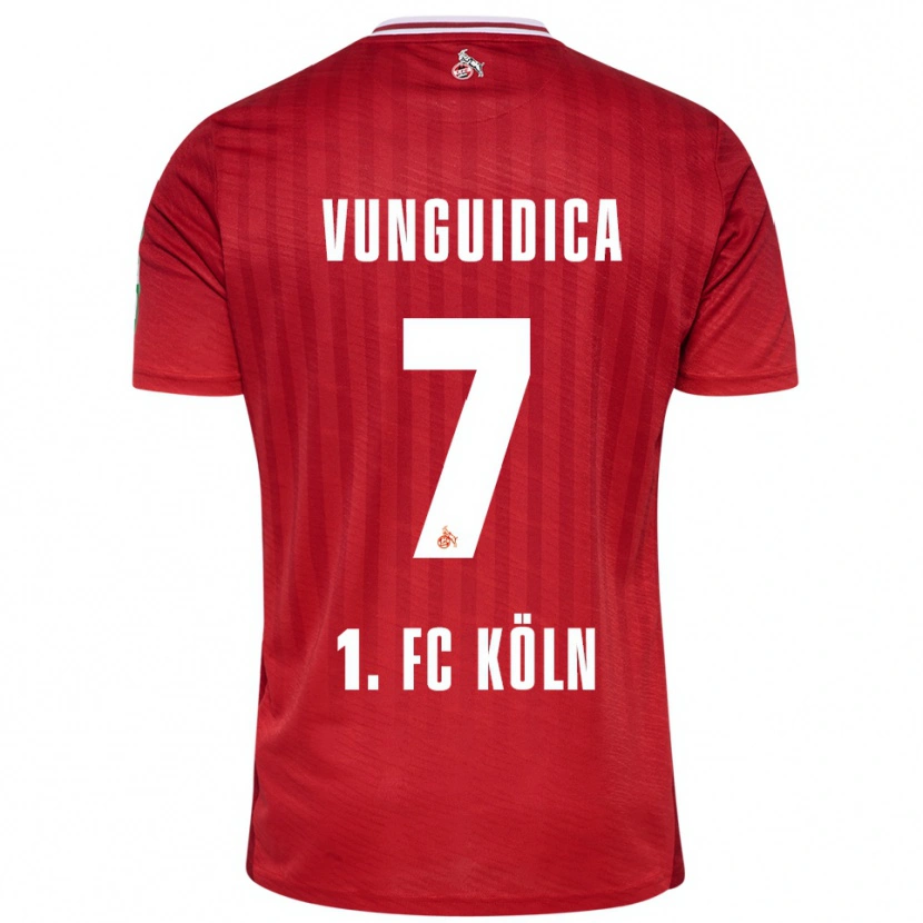Danxen Homme Maillot Exaouse Vunguidica #7 Rouge Blanc Tenues Extérieur 2025/26 T-Shirt