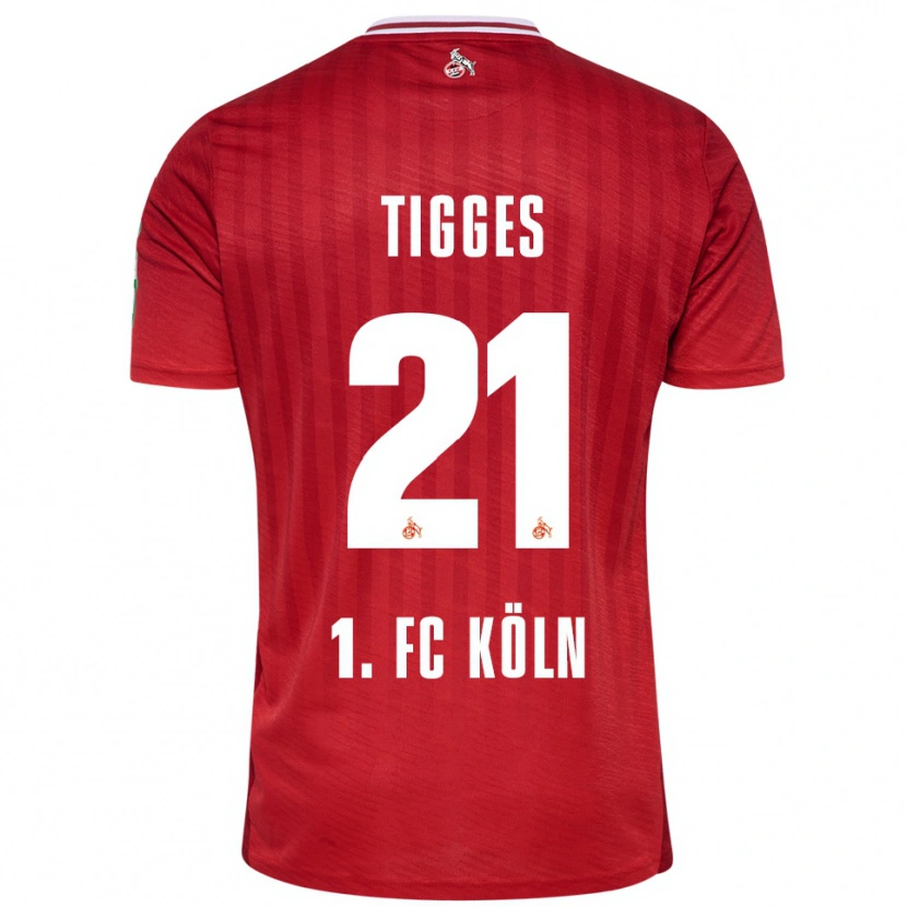 Danxen Homme Maillot Steffen Tigges #21 Rouge Blanc Tenues Extérieur 2025/26 T-Shirt