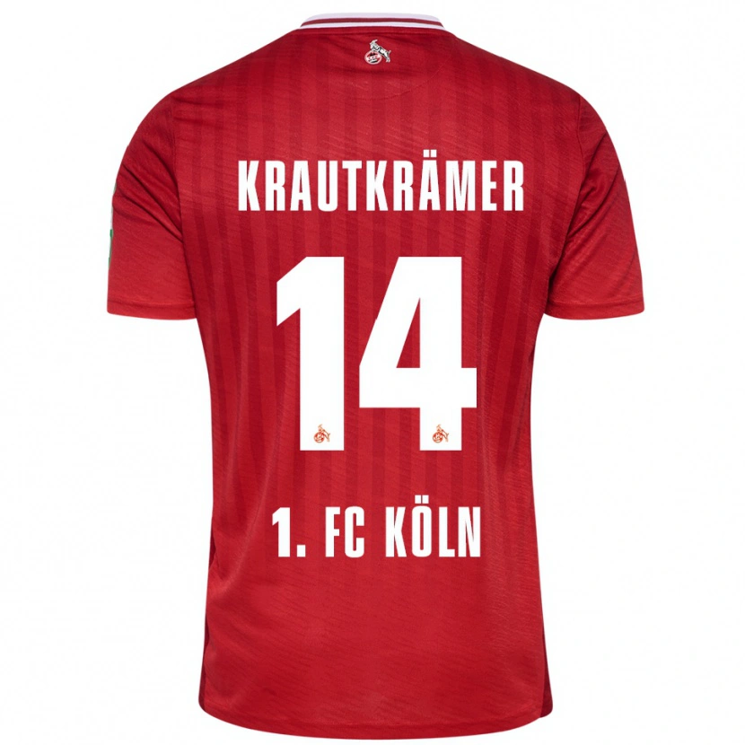 Danxen Homme Maillot Jakob Krautkrämer #14 Rouge Blanc Tenues Extérieur 2025/26 T-Shirt