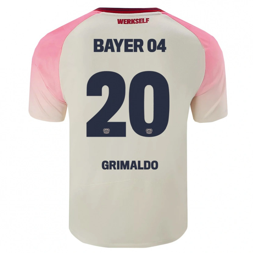 Danxen Homme Maillot Alejandro Grimaldo #20 Rose Blanc Cassé Tenues Extérieur 2025/26 T-Shirt