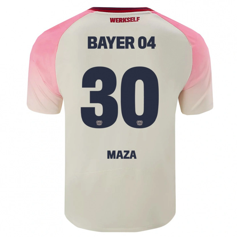 Danxen Homme Maillot Ibrahim Maza #30 Rose Blanc Cassé Tenues Extérieur 2025/26 T-Shirt