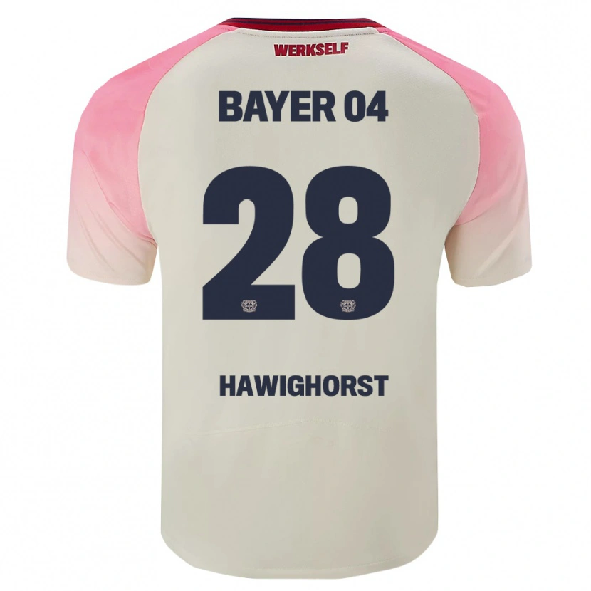 Danxen Homme Maillot Ben Hawighorst #28 Rose Blanc Cassé Tenues Extérieur 2025/26 T-Shirt