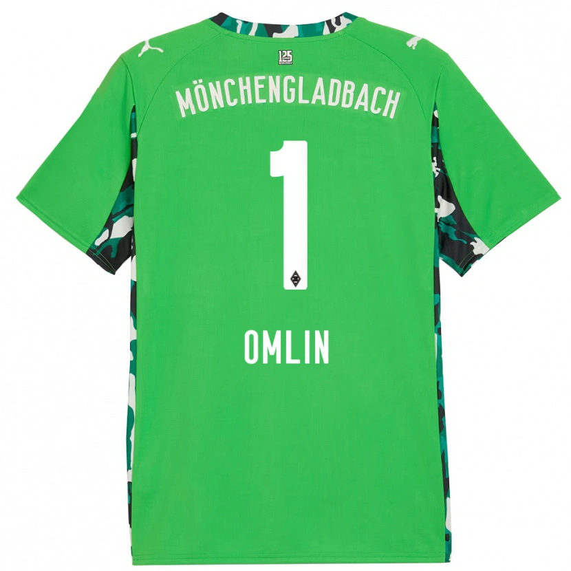 Danxen Homme Maillot Jonas Omlin #1 Vert Noir Tenues Extérieur 2025/26 T-Shirt