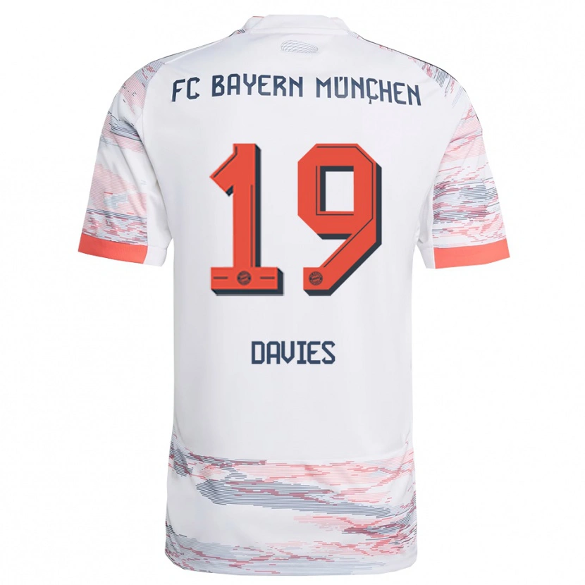 Danxen Homme Maillot Alphonso Davies #19 Blanc Gris Tenues Extérieur 2025/26 T-Shirt