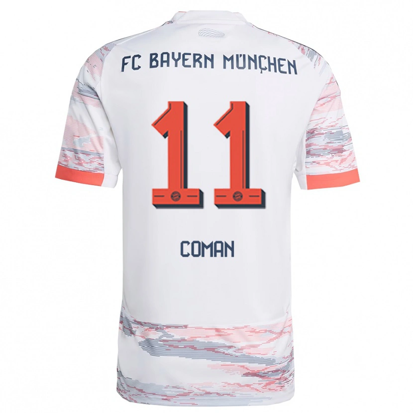 Danxen Homme Maillot Kingsley Coman #11 Blanc Gris Tenues Extérieur 2025/26 T-Shirt
