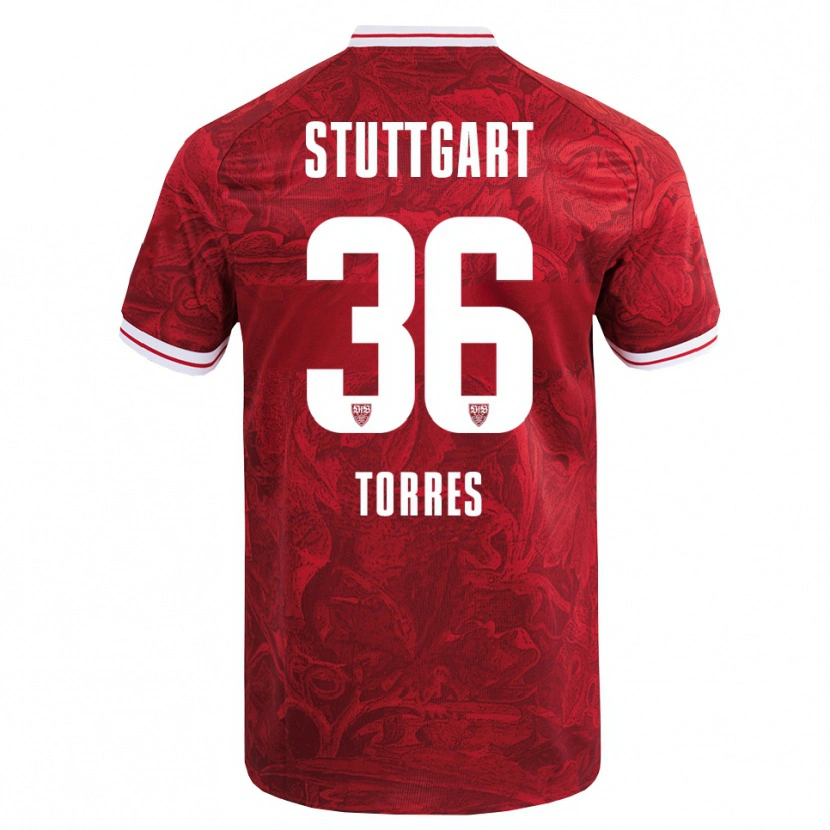 Danxen Homme Maillot Yohann Torres #36 Rouge Noir Tenues Extérieur 2025/26 T-Shirt