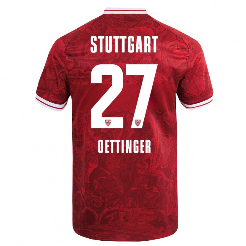 Danxen Homme Maillot Jannik Oettinger #27 Rouge Noir Tenues Extérieur 2025/26 T-Shirt
