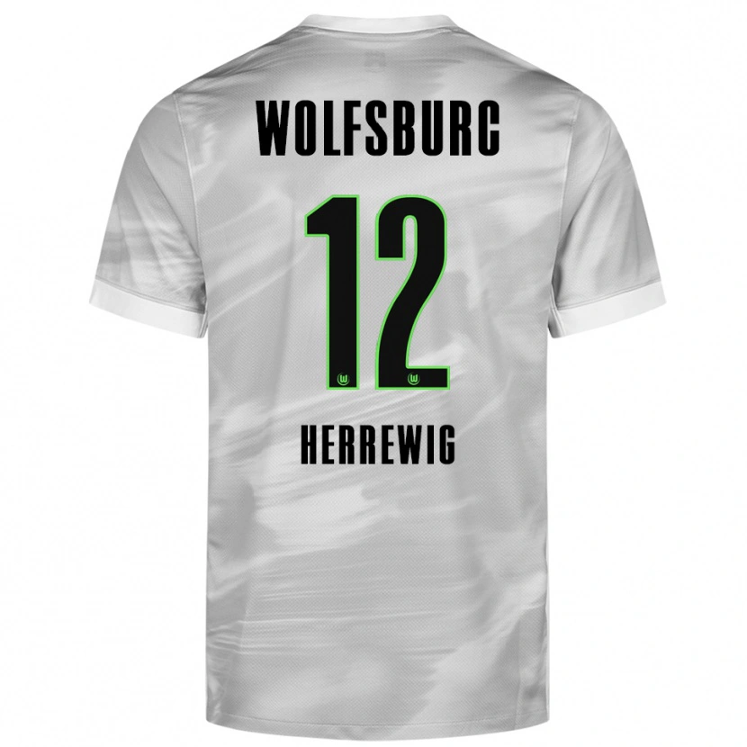 Danxen Homme Maillot Max Herrewig #12 Gris Blanc Tenues Extérieur 2025/26 T-Shirt