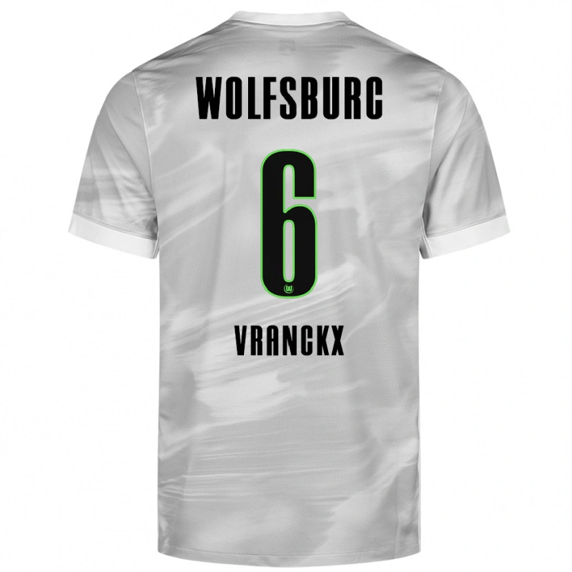 Danxen Homme Maillot Aster Vranckx #6 Gris Blanc Tenues Extérieur 2025/26 T-Shirt