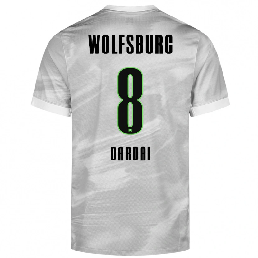 Danxen Homme Maillot Bence Dárdai #8 Gris Blanc Tenues Extérieur 2025/26 T-Shirt
