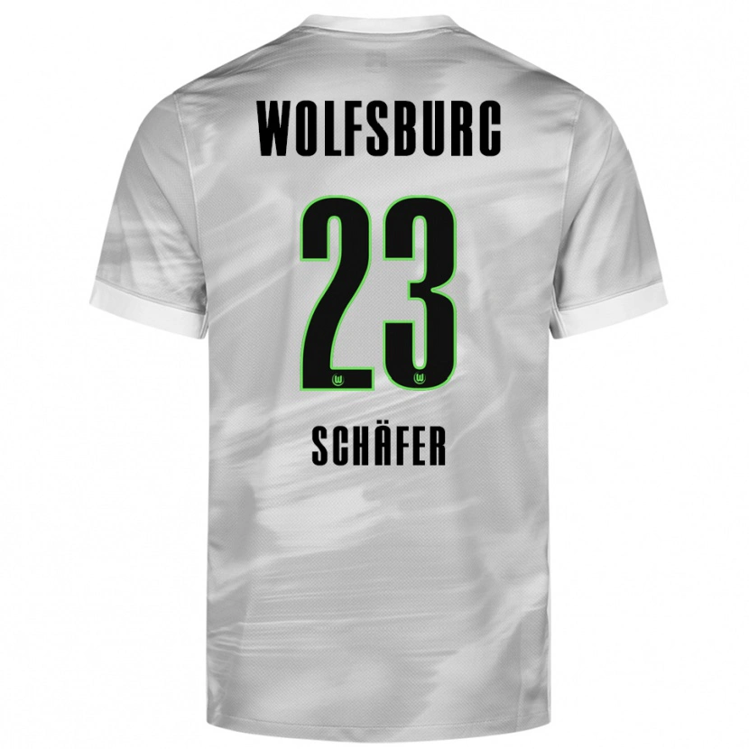 Danxen Homme Maillot Elia Schäfer #23 Gris Blanc Tenues Extérieur 2025/26 T-Shirt
