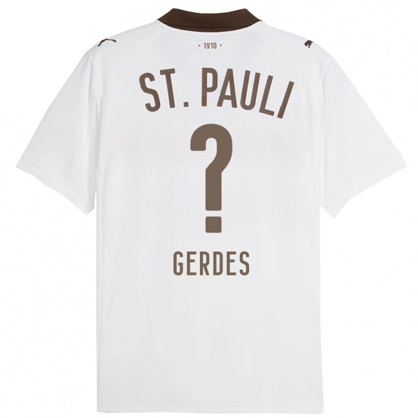 Danxen Homme Maillot Dennis Gerdes #0 Blanc Rouge Tenues Extérieur 2025/26 T-Shirt