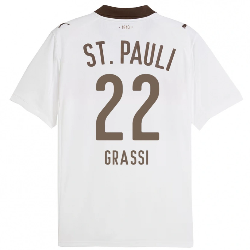 Danxen Homme Maillot Levi Grassi #22 Blanc Rouge Tenues Extérieur 2025/26 T-Shirt