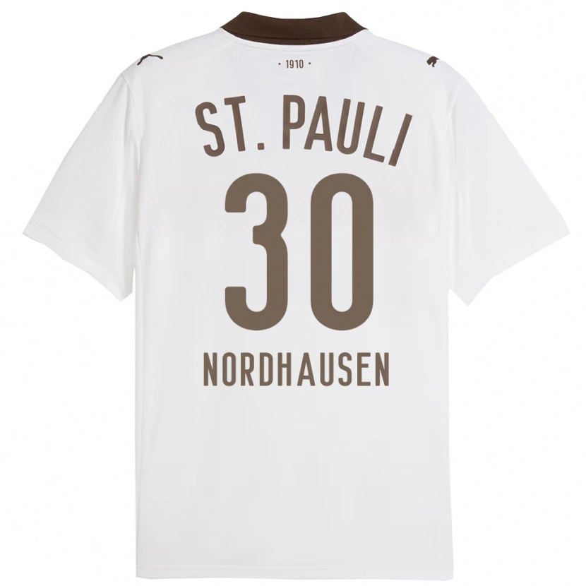 Danxen Homme Maillot Neele Nordhausen #30 Blanc Rouge Tenues Extérieur 2025/26 T-Shirt
