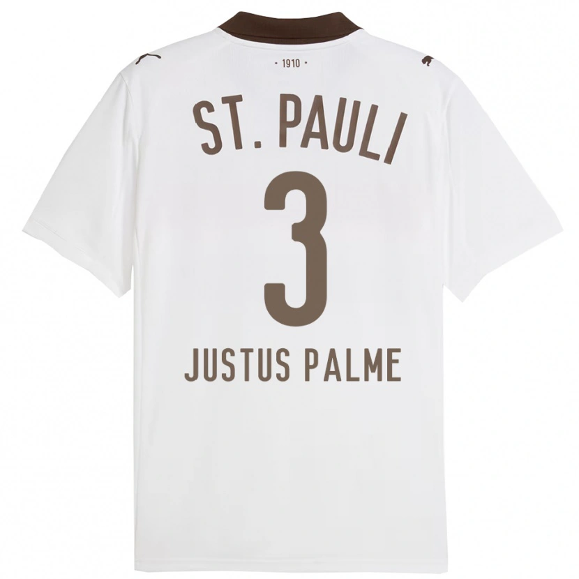 Danxen Homme Maillot Johannes Justus Palme #3 Blanc Rouge Tenues Extérieur 2025/26 T-Shirt