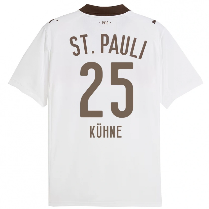 Danxen Homme Maillot Florian Kühne #25 Blanc Rouge Tenues Extérieur 2025/26 T-Shirt