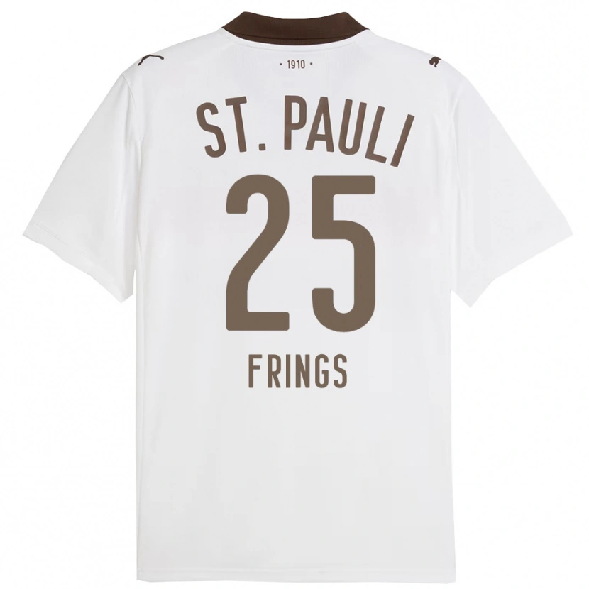 Danxen Homme Maillot Emma Frings #25 Blanc Rouge Tenues Extérieur 2025/26 T-Shirt