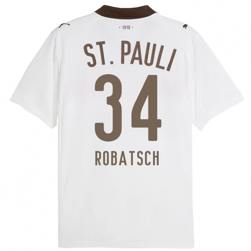 Danxen Homme Maillot Jannik Robatsch #34 Blanc Rouge Tenues Extérieur 2025/26 T-Shirt