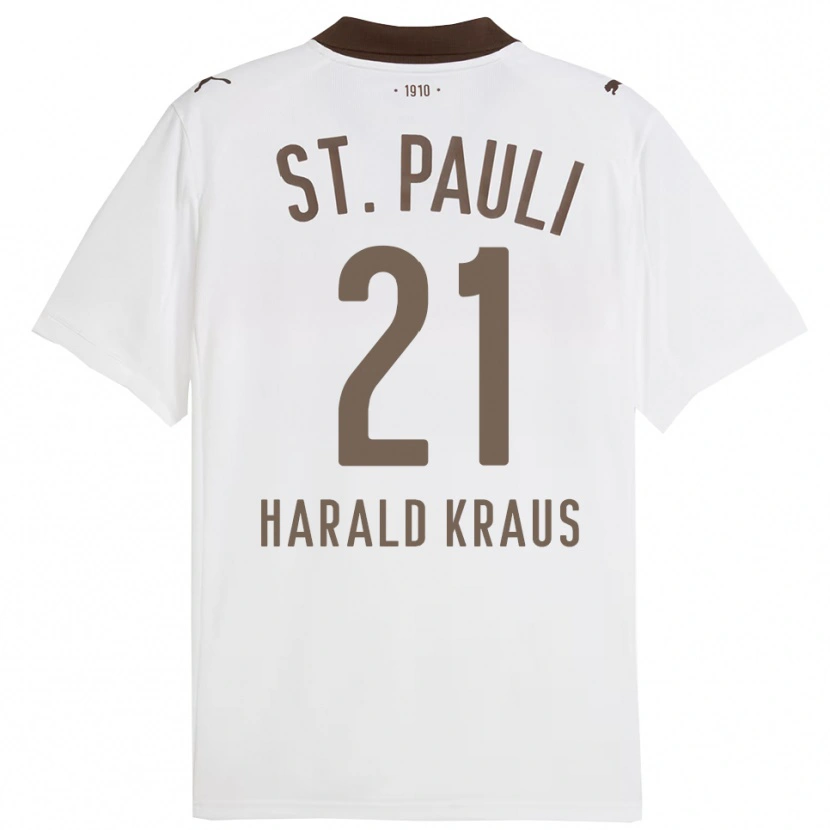 Danxen Homme Maillot Stefan Harald Kraus #21 Blanc Rouge Tenues Extérieur 2025/26 T-Shirt
