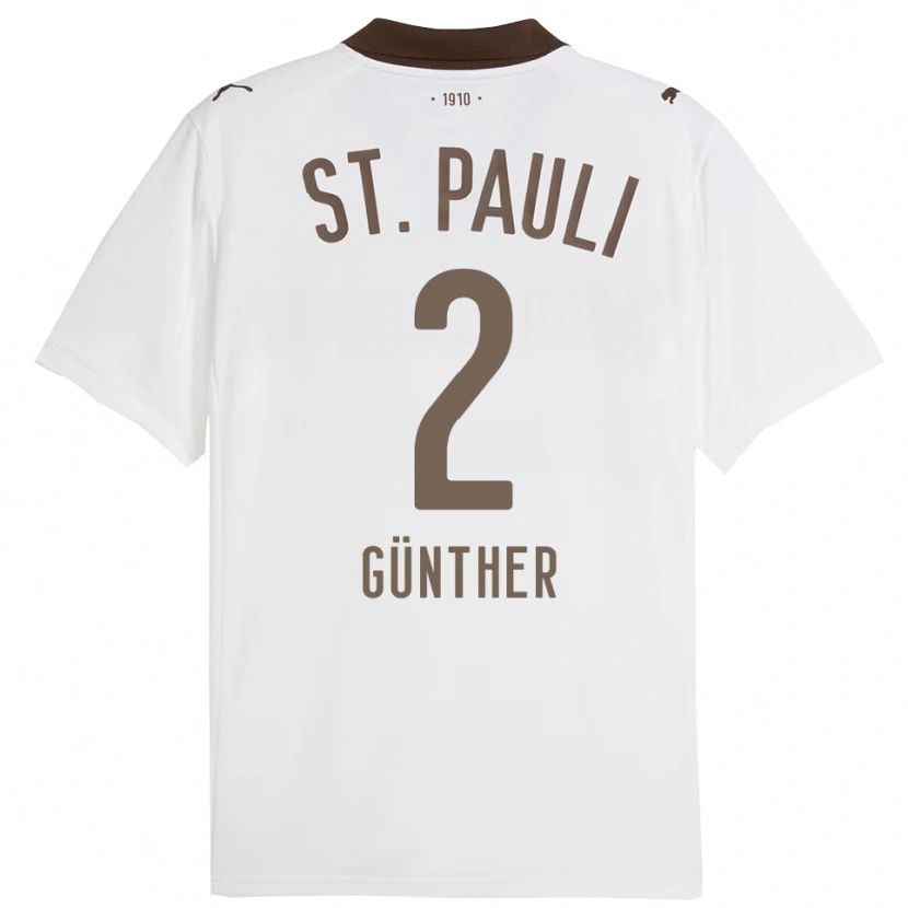 Danxen Homme Maillot Luca Günther #2 Blanc Rouge Tenues Extérieur 2025/26 T-Shirt
