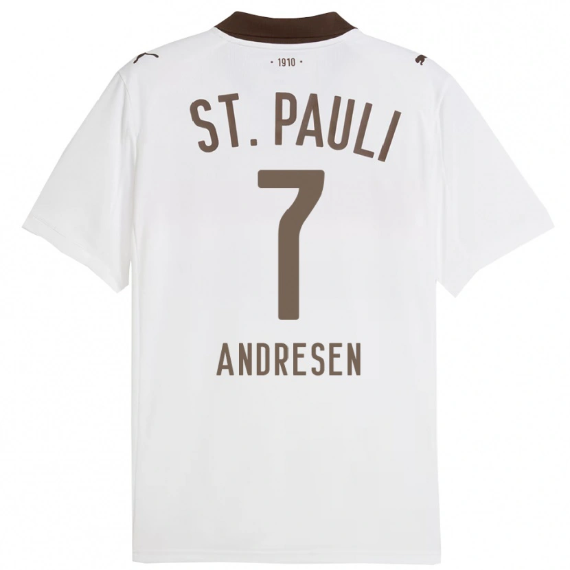 Danxen Homme Maillot Jan Andresen #7 Blanc Rouge Tenues Extérieur 2025/26 T-Shirt