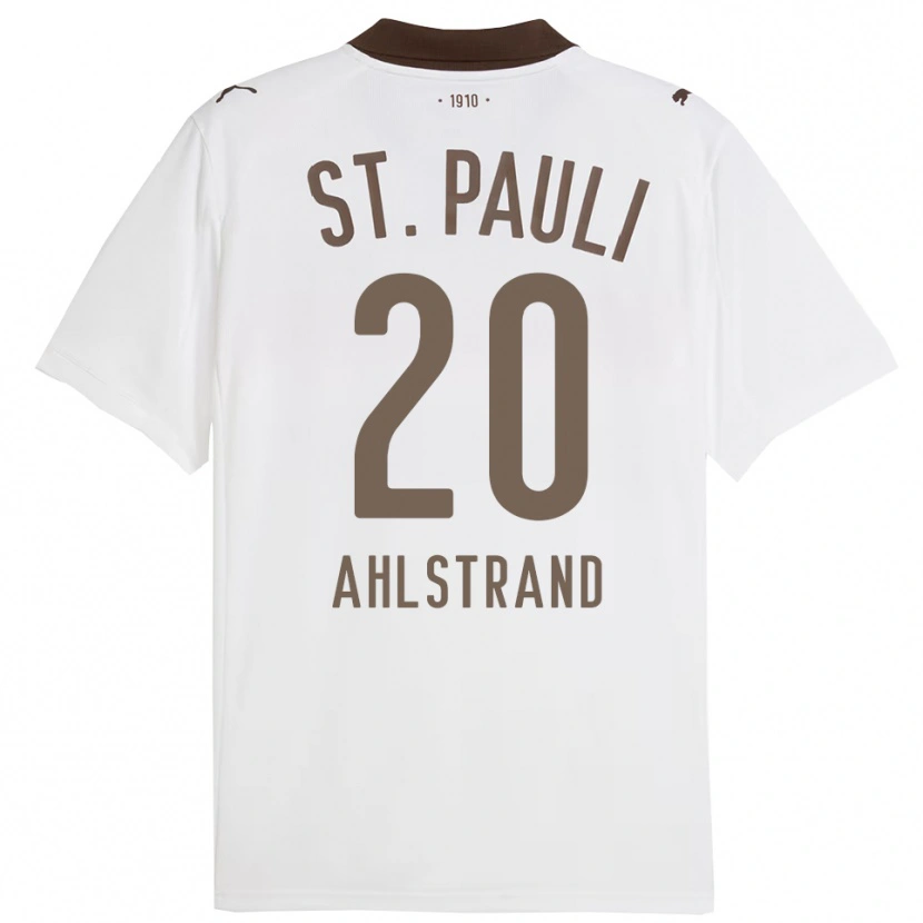 Danxen Homme Maillot Erik Ahlstrand #20 Blanc Rouge Tenues Extérieur 2025/26 T-Shirt