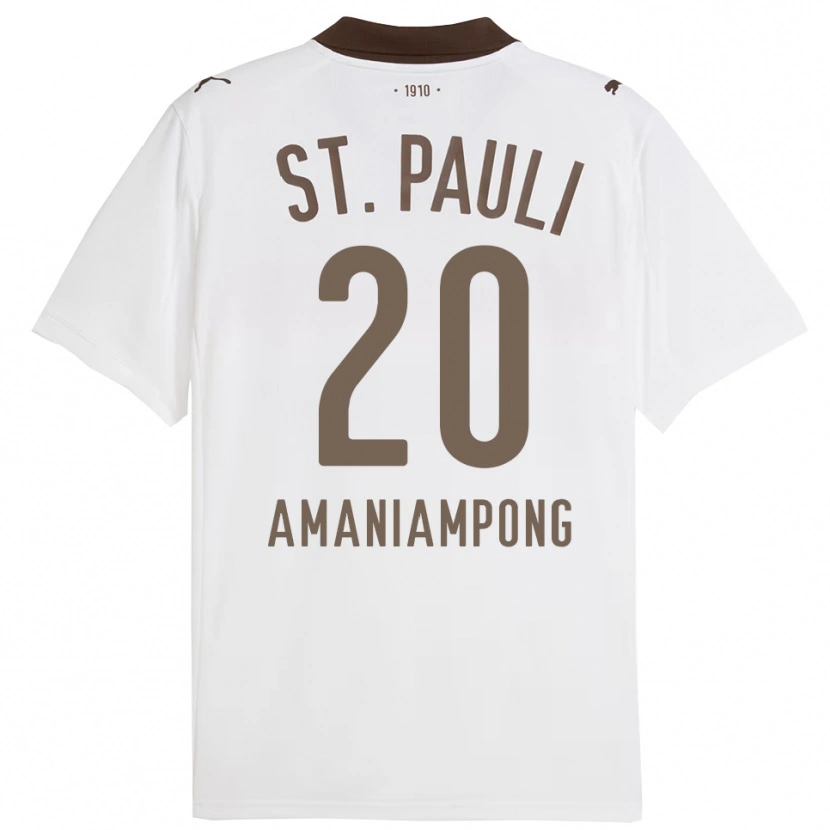 Danxen Homme Maillot Marces Amaniampong #20 Blanc Rouge Tenues Extérieur 2025/26 T-Shirt