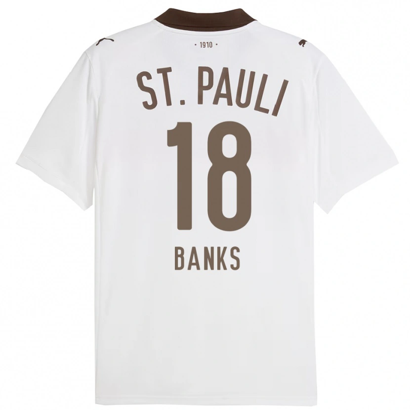 Danxen Homme Maillot Scott Banks #18 Blanc Rouge Tenues Extérieur 2025/26 T-Shirt