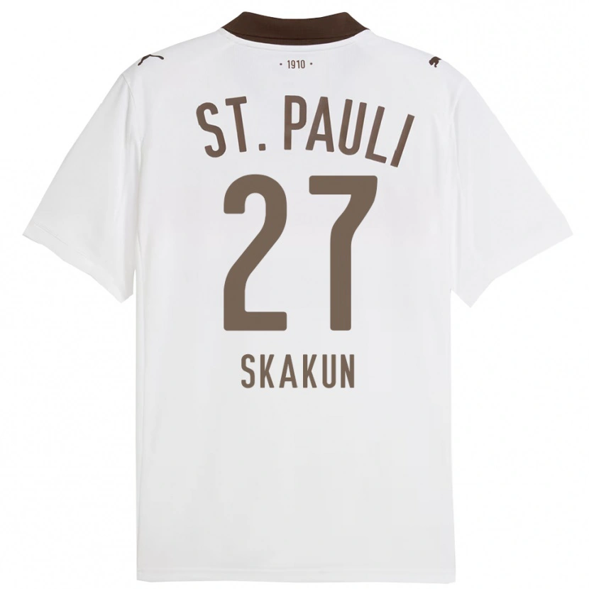 Danxen Homme Maillot Oleg Skakun #27 Blanc Rouge Tenues Extérieur 2025/26 T-Shirt