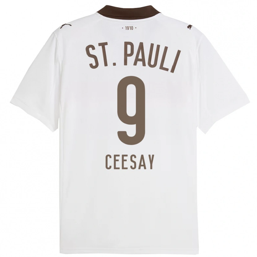 Danxen Homme Maillot Abdoulie Ceesay #9 Blanc Rouge Tenues Extérieur 2025/26 T-Shirt