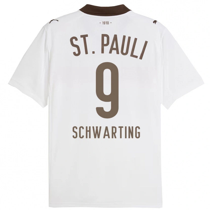 Danxen Homme Maillot Dominik Schwarting #9 Blanc Rouge Tenues Extérieur 2025/26 T-Shirt