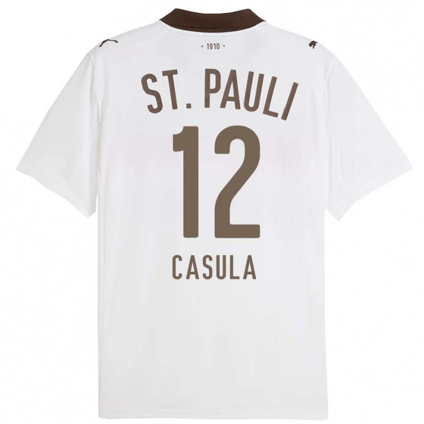 Danxen Homme Maillot David Casula #12 Blanc Rouge Tenues Extérieur 2025/26 T-Shirt