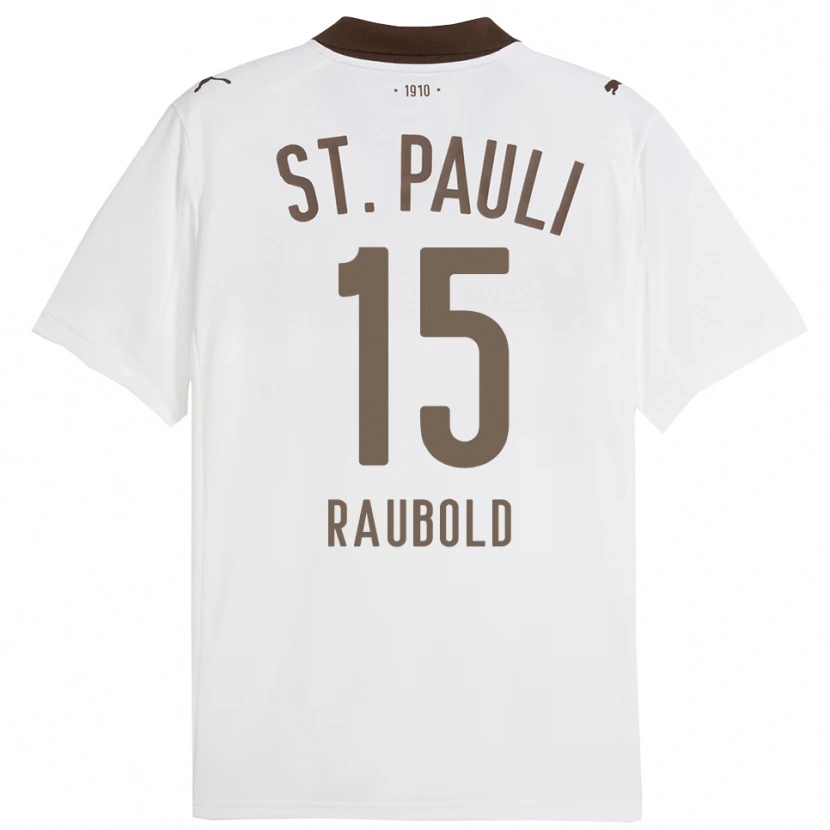 Danxen Homme Maillot Jannis Raubold #15 Blanc Rouge Tenues Extérieur 2025/26 T-Shirt