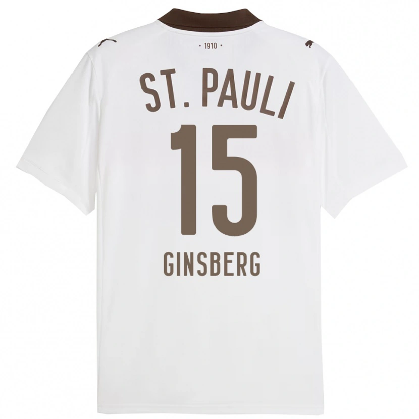 Danxen Homme Maillot Pauline Ginsberg #15 Blanc Rouge Tenues Extérieur 2025/26 T-Shirt
