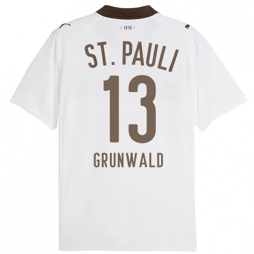 Danxen Homme Maillot Julius Grunwald #13 Blanc Rouge Tenues Extérieur 2025/26 T-Shirt