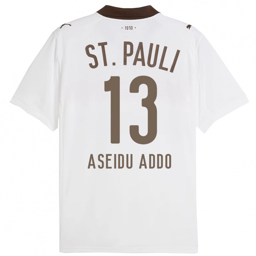 Danxen Homme Maillot Joel Aseidu Addo #13 Blanc Rouge Tenues Extérieur 2025/26 T-Shirt