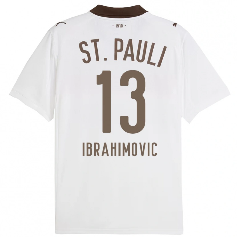 Danxen Homme Maillot Ajdin Ibrahimovic #13 Blanc Rouge Tenues Extérieur 2025/26 T-Shirt