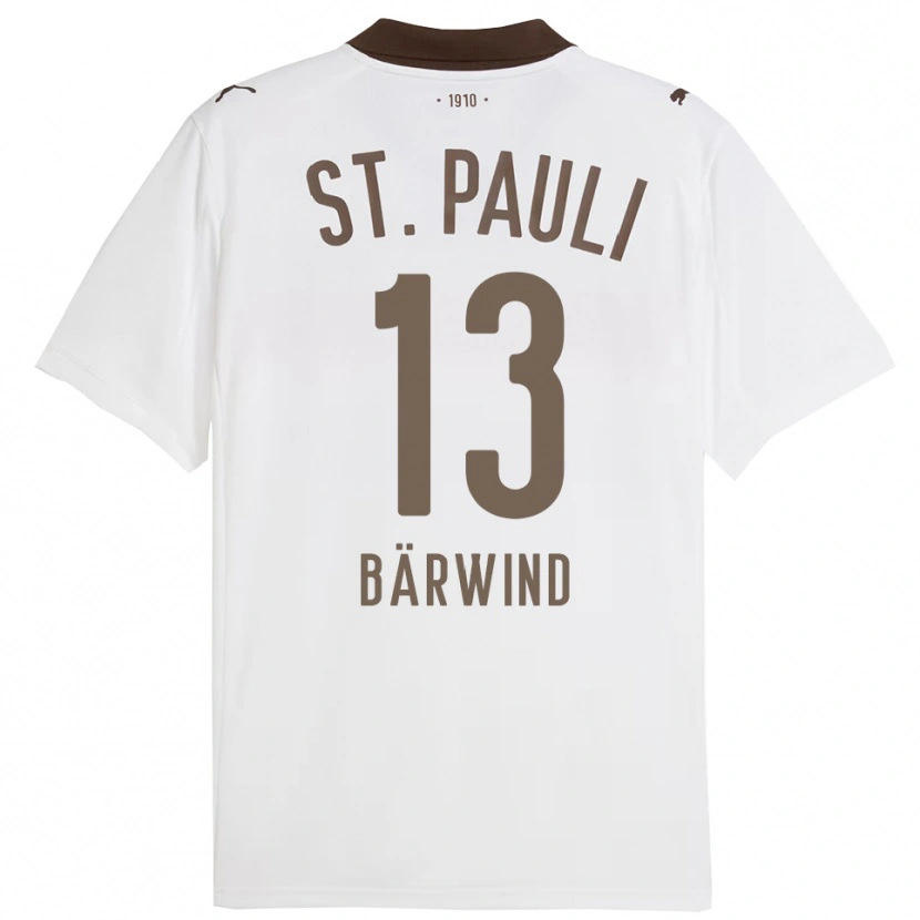 Danxen Homme Maillot Jonas Bärwind #13 Blanc Rouge Tenues Extérieur 2025/26 T-Shirt