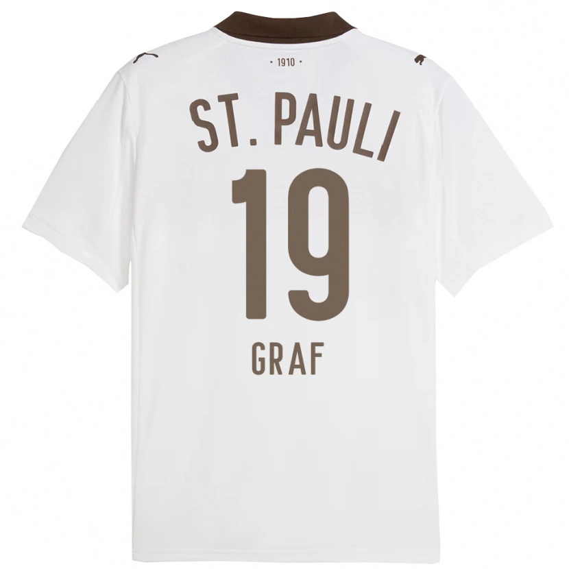 Danxen Homme Maillot Alexander Graf #19 Blanc Rouge Tenues Extérieur 2025/26 T-Shirt