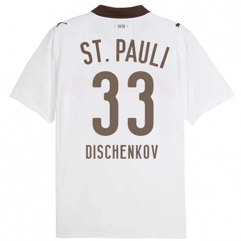 Danxen Homme Maillot Dimitri Dischenkov #33 Blanc Rouge Tenues Extérieur 2025/26 T-Shirt