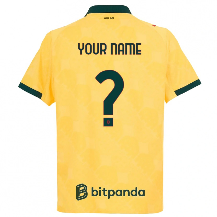 Danxen Homme Maillot Votre Nom #0 Jaune Noir Troisieme 2025/26 T-Shirt