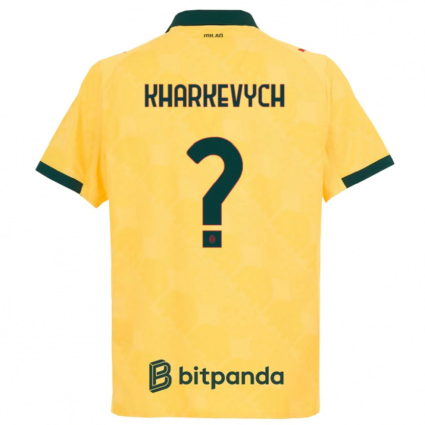 Danxen Homme Maillot Yaroslav Kharkevych #0 Jaune Noir Troisieme 2025/26 T-Shirt