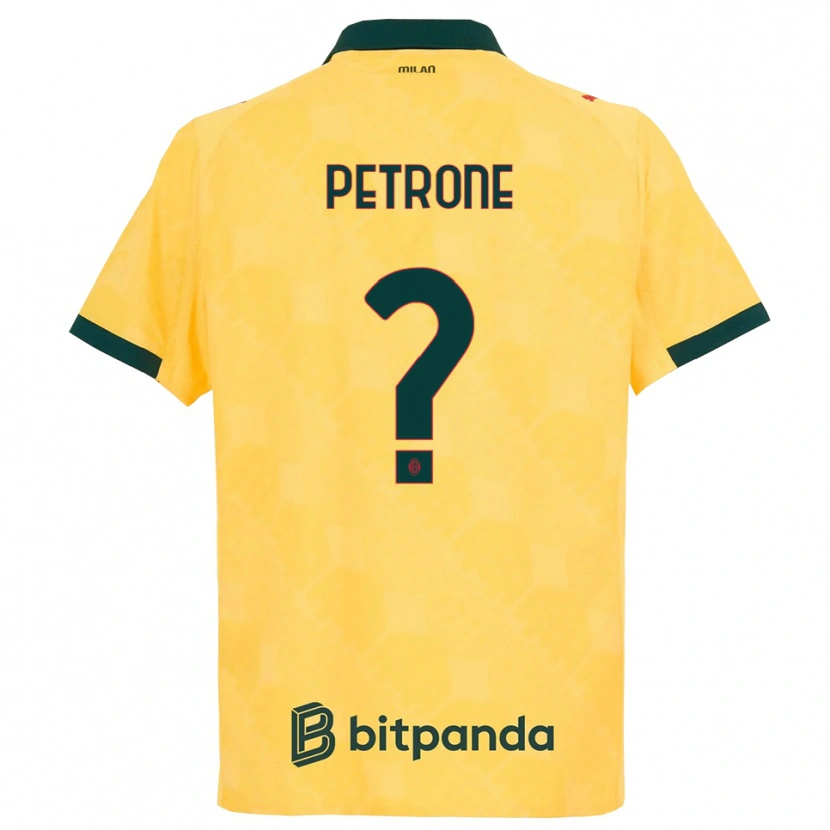 Danxen Homme Maillot Daniele Petrone #0 Jaune Noir Troisieme 2025/26 T-Shirt