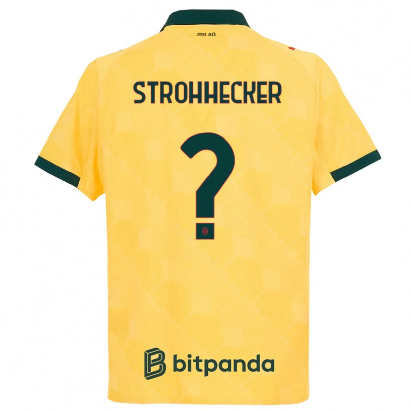 Danxen Homme Maillot Riccardo Strohhecker #0 Jaune Noir Troisieme 2025/26 T-Shirt